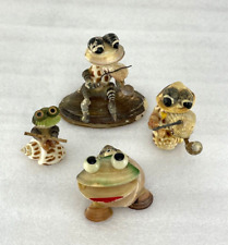 Vintage Lot Of 5 Seashell Art Frog Figures picture