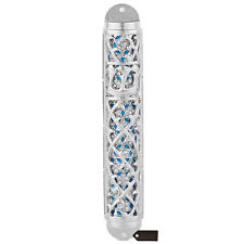 Matashi Hand Painted Enamel 7'' Mezuzah with Hebrew Shin and Crystals picture