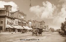 RPPC Photo Cadillac Michigan, Mitchell St., Vintage Downtown Scene picture