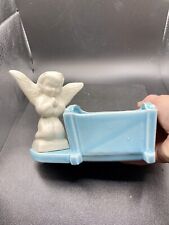 Vintage Eldon's Ceramic Cherub Planter/Vase, Blue with White Angel picture
