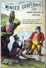 Henry Mayo Boston Minced Codfish Trade Card Uncle Sam Patriotic John Bull picture