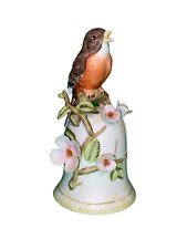 VTG Robin bell Royal Crown Arnart 1984 porcelain figurine bird Robin Floral picture