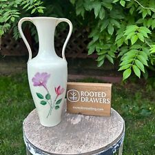 Vintage Flower Vase Royal Barvaria Germany Beige Purple Pink Floral Handles VTG picture