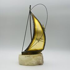 Vintage Demott Signed Goldtone Metal Sailboat On Marble Base Bookend/Statue picture