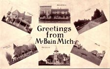 1914, Town Views, Greetings from MCBAIN, Michigan Postcard picture