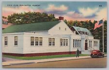 Linen~USO Club Burlington Vermont~Vintage Postcard picture