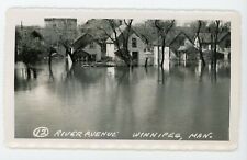 Flooded River Avenue   Winnipeg Manitoba vintage snapshot found photo picture