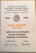 1951 Touring-Club Suisse, Membership card, w/ stamp, US ex-patriot diplomat picture