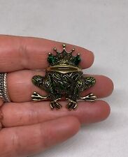 Frog Prince King Green Enamel Alloy Pin Brooch Jewelry picture