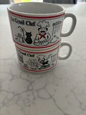 Vintage 1980’s Monsieur Le Chef Ceramic Soup Mug x 2 - Collectible picture