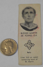 Vtg Blessed Martin De Porres O.P. linen on casket relic card patron mixed race picture
