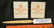 Vtg Foremost Dairies Hawaii Letter Opener & Metal Clip Lot milk dairy defunct picture