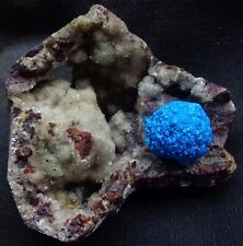 STUNNING BLUE MORDONITE BALL ON MATRIX MINERALS SPECIMEN (DYED REPAIR)=11.12 picture
