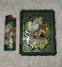 Vintage Stratton Enamel & Gold Tone Cigarette Case With Matching Lighter Cover picture