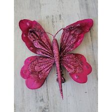 Pink monarch butterfly clip on ornament Xmas decor picture