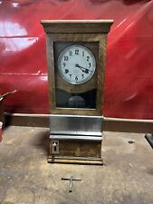 Antique International Time Recording Co. Oak Wood Wall Mount Time Clock picture
