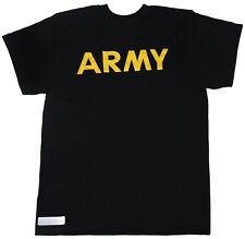 LARGE - Men's APFU Short Sleeve Shirt Army Black and Gold PT Fitness Shirt picture