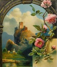New Years Day Postcard Castle On The Hill Pink Roses Embossed Germany Series 150 picture