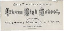 Ithaca High School 4th Annual Commencement Library Hall 1879 Antique Card NY picture