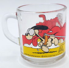 Vintage 1978 McDonalds GARFIELD and OPIE Clear Glass Coffee Cup Mug Skateboard picture