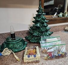 VTG Atlantic Mold Signed Ceramic Lighted Christmas Tree w/ Base 18