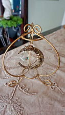 Gold Hanging Crescent Moon and Crystal with Stand Decor picture
