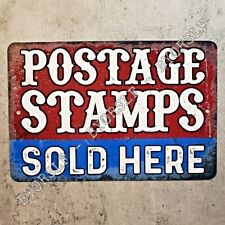 Metal Sign POSTAGE STAMPS post office USPS postal mailman stamp collector mail picture