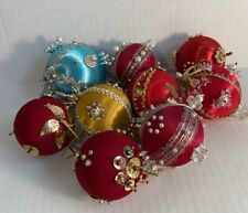 Vintage 9 Handmade Sequin Beaded Christmas Ornaments picture