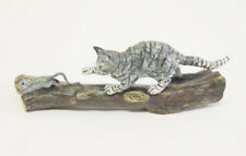 Fritz Bermann Austrian Vienna Bronze Cat Chasing Mouse on Log Sculpture FBW picture
