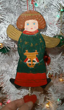Original Hand Carved Wood Christmas Ornaments Angel jumping jack 8.5