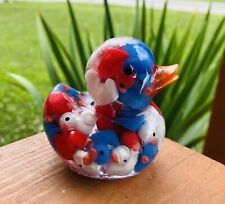 Patriotic Duck With Mini Red White And Blue Ducks In Resin Fourth Of July Gift picture