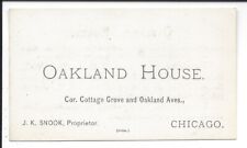 c1870s Business Card of the Oakland House, Chicago, IL picture