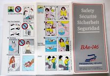 PRESIDENTIAL AIRWAYS USA BRITISH AEROSPACE BAe-146 AVRO PASSENGER SAFETY CARD picture