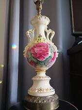 Vintage 1930/40s Victorian Art Deco Hand Painted Ceramic Urn Lamp. 31