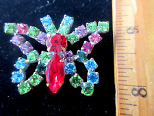 Gorgeous Czech Vintage Glass Rhinestone Button   Crystal & Red Bird   A17 picture
