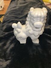 Lion Statue White Ceramic Figurine,  6.5