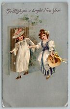 Winsch New Year~Elizabethan Couple~Boy & Girl at Door in Brick Wall~Silver Back picture