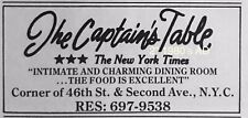 1985 The Captain’s Table Restaurant 46th St NYC AD 2” Vintage PROMO picture