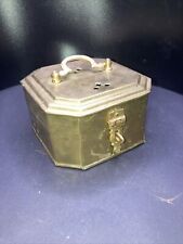 Vintage Thin Brass Hinged Box w/ Clasp Made in India Lucky Cricket Cage Trinkets picture