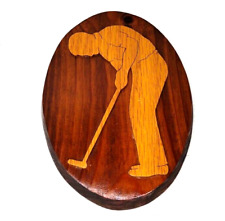 Vintage Golfing Golfer Wooden Plaque Pine Oak 9