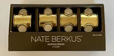 4 Nate Berkus Round Brass Gold Plate White Stones Napkin Rings Holders picture