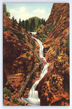 Postcard Seven Falls, South Cheyenne Canyon, Pikes Peak Region Colorado CO picture