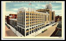 Kansas City MO Pickwick Hotel BusTerminal Linen Postcard Posted 1943      pc267 picture