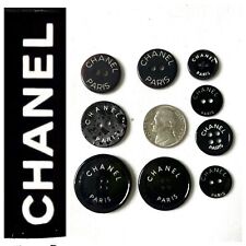 Lot Of 9 Authentic Chanel Buttons Black lettering, CHANEL PAIRS MIX SIZE picture