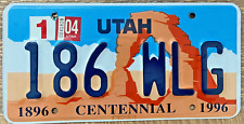 2004 UTAH ARCH CENTENNIAL 1896 - 1996 LICENSE PLATE  Excellent Condition picture