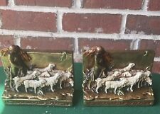 antique Armor Bronze Shepherdess bookends, painted, circa 1920s, none better picture