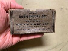 ORIGINAL WWII US ARMY MEDIC MEDICAL BORIC OINTMENT BURN INJURY SET OF 2-NOS picture