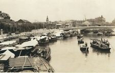CF-447 China, Shanghai River Harbor At Real Photo Postcard RPPC on DOPS paper picture
