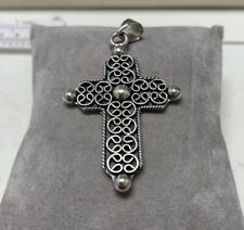 Sterling Silver crucifix cross beaded Estate Found 21.3G 2.8” picture