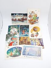 Vintage Old Soviet Postcards New Year Santa Claus Christmas Tree Horses USSR picture